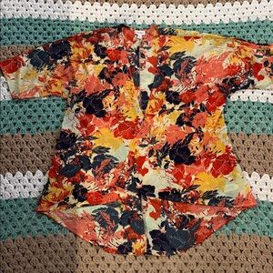 LuLaRoe Joy Oversize Orange Blue Floral Open Front Kimono Womans sz Small